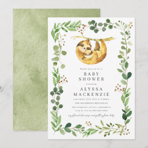 Luiaard Baby Shower Uitnodiging