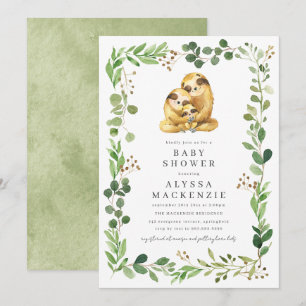 Luiaard Baby Shower Uitnodiging