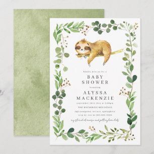 Luiaard Baby Shower Uitnodiging
