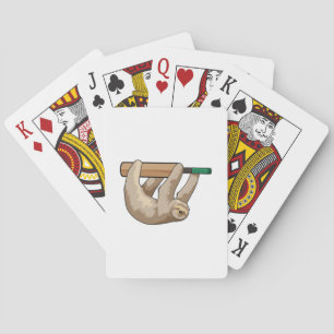 Luiaard bij Cricket met cricketbat Pokerkaarten