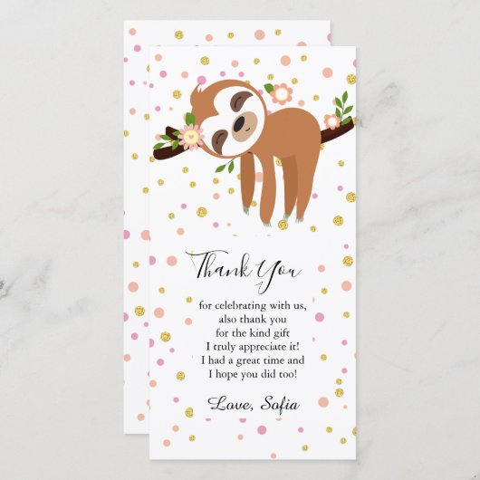 luiaard, cute luiaard, dierenillustratie bedankkaart (Voorkant / Achterkant)