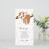 luiaard, cute luiaard, dierenillustratie bedankkaart (Staand voorkant)