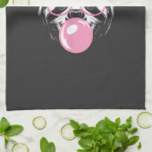 Luiaard die een bril draagt en roze bubble gum bla theedoek (Gevouwen)