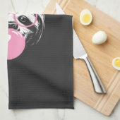 Luiaard die een bril draagt en roze bubble gum bla theedoek (Quarter Fold)