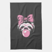 Luiaard die een bril draagt en roze bubble gum bla theedoek (Verticaal)