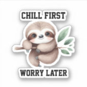 Luiaard die op de Sticker van de boomtak hangt (Voorkant)