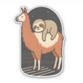 Luiaard die op een lama rijdt sticker (Voorkant)