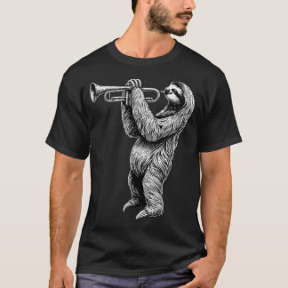 Luiaard die trompet speelt Trompettist Instrument  T-shirt