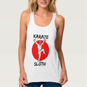 Luiaard doet karate Japan Vlag Tanktop