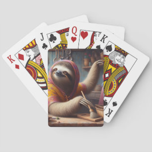 Luiaard Een keuken schoonmaken Pokerkaarten