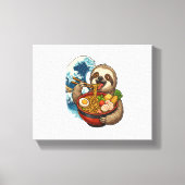 Luiaard eet Japanse Ramen Canvas Afdruk (Voorkant)