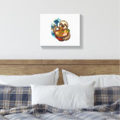 Luiaard eet Japanse Ramen Canvas Afdruk (Insitu (Slaapkamer))