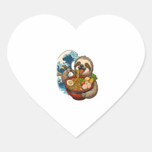 Luiaard eet Japanse Ramen Hart Sticker