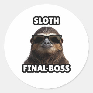 Luiaard Eindbaas Grappige Sticker