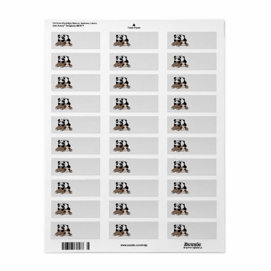 Luiaard en Panda Beer achtergrond Etiket (Full Sheet)