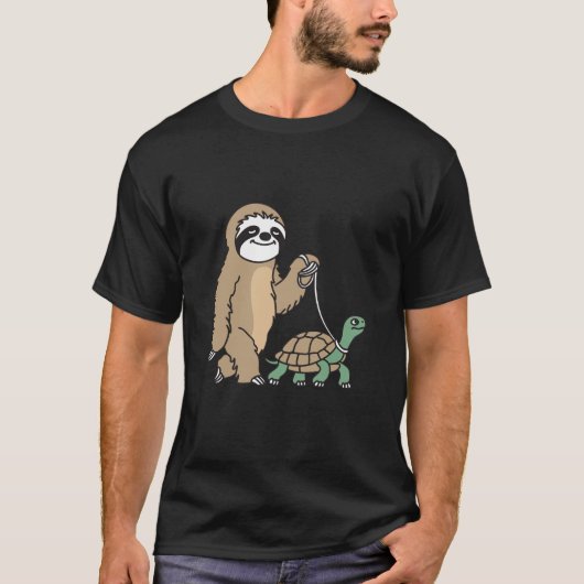 Luiaard en schildpad grappig t-shirt (Voorkant)