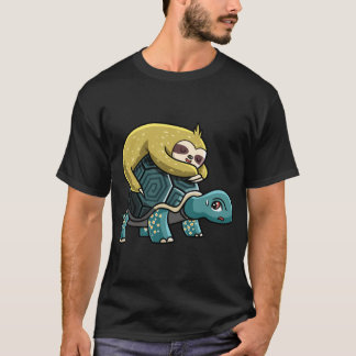 Luiaard en schildpad vintage t-shirt