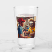 luiaard fastfoodmedewerker glas (Achterkant)