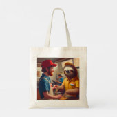 luiaard fastfoodmedewerker tote bag (Achterkant)