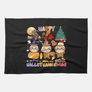 Luiaard Gelukkig Hallothanksmas Grappig Halloween Theedoek