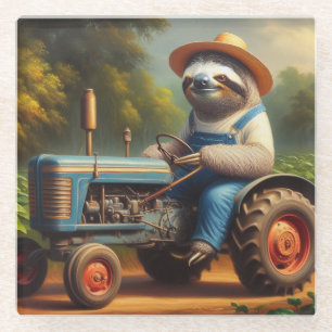 luiaard glazen onderzetter