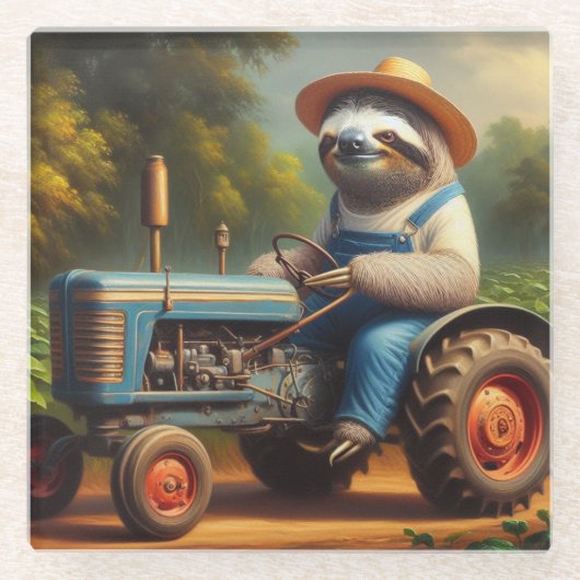 luiaard glazen onderzetter (Voorkant)