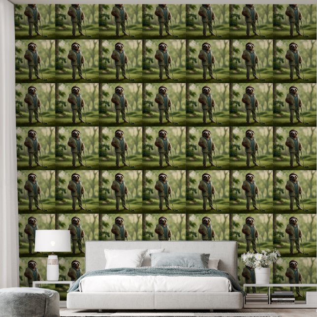 Luiaard golfspeler, behang (Slaapkamer)