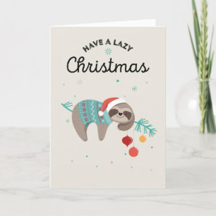 Luiaard Grappig Luie Kerst Kaart