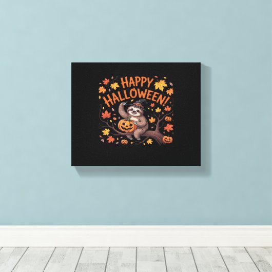 Luiaard Halloween Day Oversized T-shirt Canvas Afdruk (Insitu (Houten vloer))