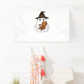 Luiaard Halloween Ghost Witch Pet Dierenvrienden B Spandoek (Insitu)