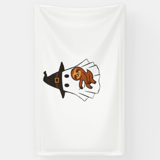 Luiaard Halloween Ghost Witch Pet Dierenvrienden B Spandoek (Verticaal)