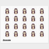 Luiaard Halloween Leuke Duivel Vampier Kostuum Vie Vierkante Sticker (Vel)