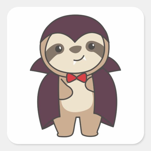 Luiaard Halloween Leuke Duivel Vampier Kostuum Vie Vierkante Sticker (Voorkant)