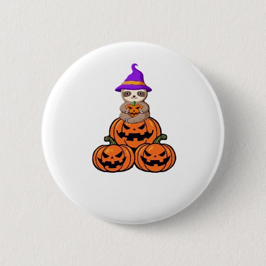 Luiaard Halloween Premium T-shirt Ronde Button 5,7 Cm (Voorkant)