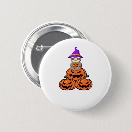 Luiaard Halloween Premium T-shirt Ronde Button 5,7 Cm (Voorkant /achterkant)