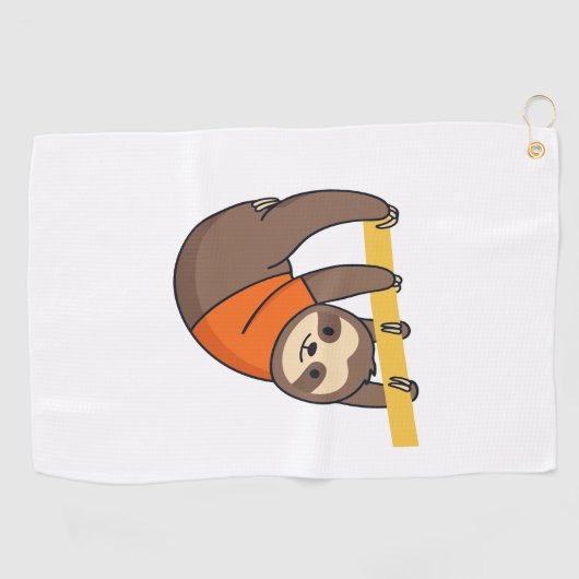 Luiaard Hangen op Branch met Sinaasappel Golfhanddoek (Horizontaal)