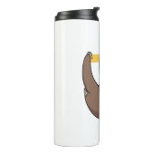 Luiaard Hangen op Branch met Sinaasappel Thermosbeker (Gedraaid links)