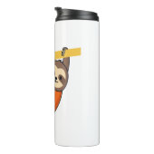 Luiaard Hangen op Branch met Sinaasappel Thermosbeker (Geroteerd rechts)