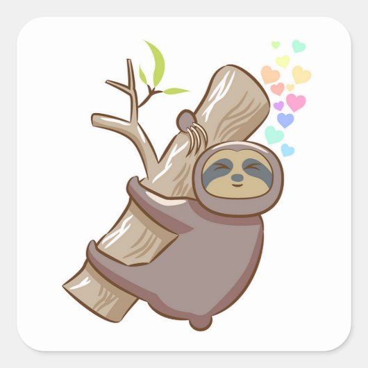 Luiaard hangend aan een tak vierkante sticker (Voorkant)