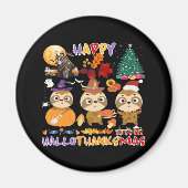 Luiaard Happy Hallothanksmas Grappig Halloween Tha Magneet (Voorkant)