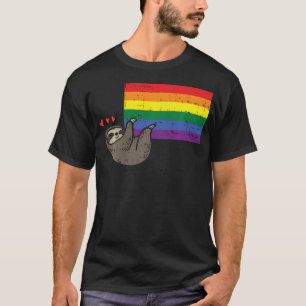 Luiaard Harten Hangend Regenboog Gay Vlag Lgtbq Pr T-shirt