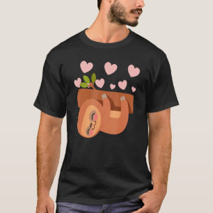 Luiaard Hartjes Moederdag Schattig Dier Moeder Mam T-shirt
