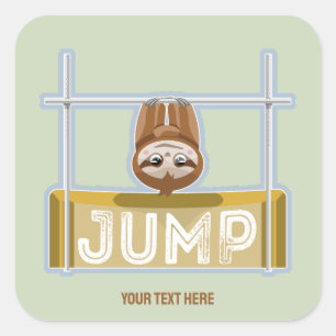 Luiaard hoogspringen vierkante sticker