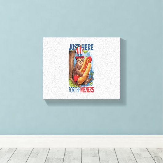 Luiaard Hot Dog 4 juli BBQ Canvas Afdruk (Insitu (Houten vloer))