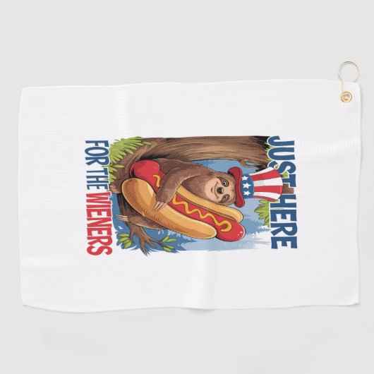 Luiaard Hot Dog 4 juli BBQ Golfhanddoek (Horizontaal)