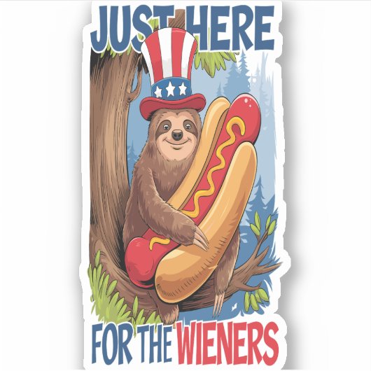 Luiaard Hot Dog 4 juli BBQ Sticker (Voorkant)