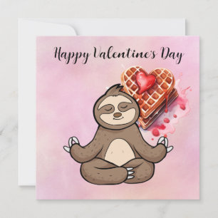 Luiaard in yogales op Valentijnsdag Feestdagenkaart