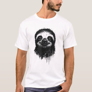 Luiaard Inkt Kunst Grunge Jungle Wilde Dieren Port T-shirt