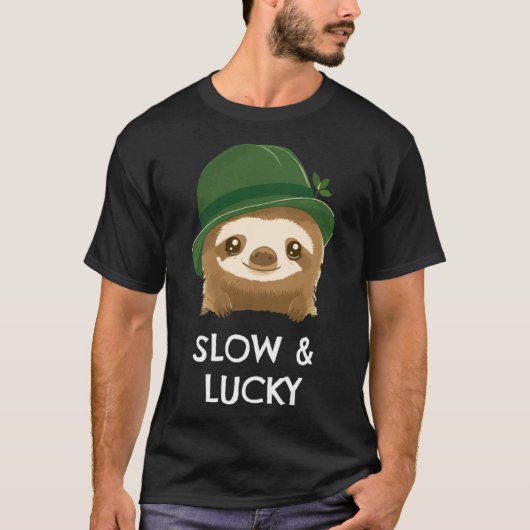 Luiaard is traag en gelukkig schattig St Patrick's T-shirt (Voorkant)