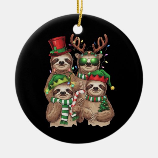 Luiaard Kerst Merry Slothmas Luiaard Liefhebber Gi Keramisch Ornament (Voorkant)